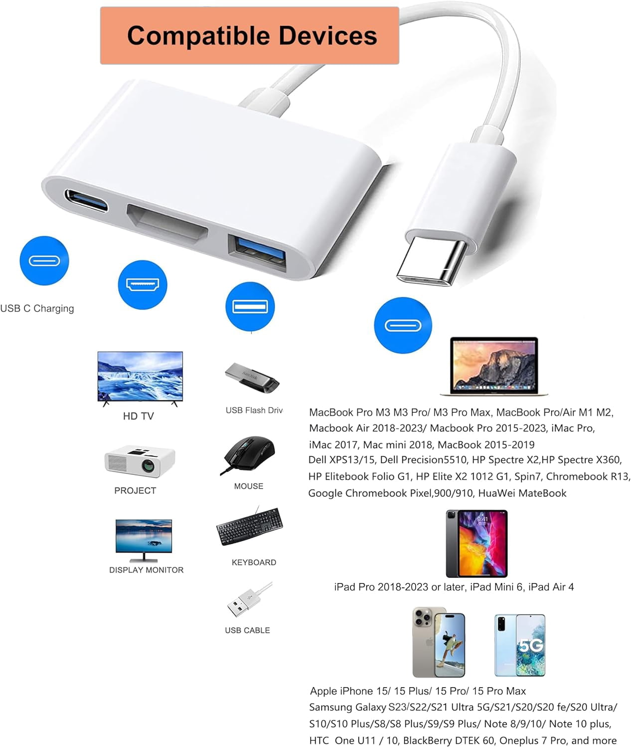 Adaptateur USB-C Vers HDMI 8K 60Hz Certifié MFi - Pour IPhone 15/16, MacBook, IPad, Samsung - PD 100W