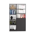 thumbnail image 2 of Home Bookcase 2 Piece , 42" Wide. 8 Shelves & Double Door Cabinet. Matte Gray - White. Spacious Shelf Space For Office Supplies. Particle Board Piece, Cabinet In Board. Compact And Small Spaces, 2 of 3