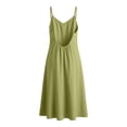 thumbnail image 3 of Women's 100% Cotton Spaghetti Strap Midi Dress, Backless V Neck Casual Summer Beach Dress with Pockets, Loose Fit Vacation Sundress for Women S-3XL, 3 of 6