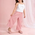 thumbnail image 2 of Fesfesfes Childrens Cute Sleeveless Top Stripe Pants Set Toddler Wide Leg Pants Trousers Round Neck Tank Top Shirt Outfit Summer Casual Short Sleeve Blouse Two Piece Set for Kids(Pink,2-3 Years), 2 of 8