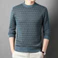thumbnail image 5 of Suéter de manga larga grueso con cuello redondo y camisa de color sólido de moda coreana para hombre de otoño e invierno, 5 of 5
