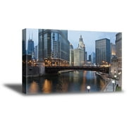 Awkward Styles American Cityscape Evening in Chicago Urban Canvas Decor Collection Chicago Canvas Art America Lovers Decor Gifts Giant City Canvas Art Urban Print Poster Chicago Framed Artwork