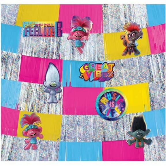Trolls World Tour Movie Cartoon Birthday Party Deluxe Backdrop Decorating Kit
