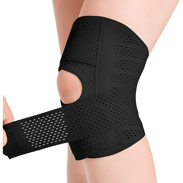 FrostHike Knee Brace with Side Stabilizers Relieve Meniscus Tear Knee Pain ACL MCL Arthritis.Joint Pain Relief. Breathable Adjustable Knee Support Suitable for Men and Women with Sports Injuries