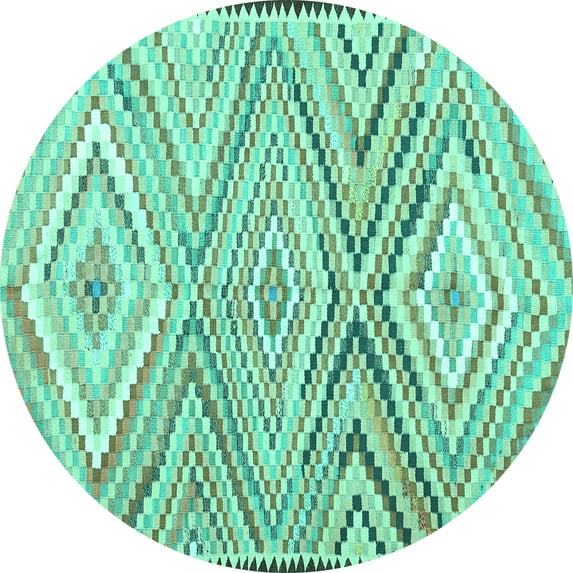 Ahgly Company Indoor Round Southwestern Turquoise Blue Country Area Rugs, 4' Round