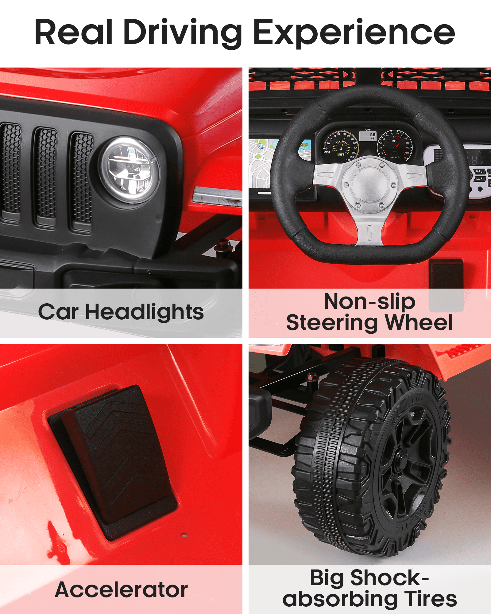 Naipo 12V Kids Ride on Truck Car , Electric Truck Car Toys,  Parent Remote Control, w/Spring Suspension MP3 Player, LED Lights and Safety Belt, USB & AUX Port