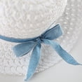 thumbnail image 4 of WEAIXIMIUNG Robes Florales Courtes Blanches pour Bébés Filles 6M-3Y Manches Volantes Patchwork en Denim Ananas Robe Chapeau Ensemble, 4 of 5