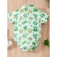 thumbnail image 3 of Infant Baby Boy Irish Festivals Jumpsuit ShamrockHat Print Turn Down Collar Short Sleeve Button Down Romper, 3 of 8