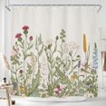 thumbnail image 1 of Riyidecor Cortina de ducha botánica de flores silvestres para decoración de baño, 72.0 x 72.0 in, flores florales, plantas, hierbas, hojas verdes salvia, juego decorativo de baño, accesorios de tela i, 1 of 5