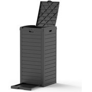 31 Gallon Outdoor Trash Can, Waterproof Resin Trash Can with Layered Lid and Drip Tray, Perfect for , Backyard (Black)