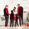 thumbnail image 3 of 2023 New Christmas Pajamas for Family Long Sleeve Deer Print Raglan Tops + String Lights Pants 2 Pieces Set Home Wear, 3 of 4