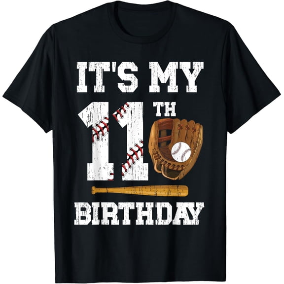 Sam Soft 11Th Birthday Baseball Boy Eleven Year Old Baseball Player T-Shirt Full Size S-5Xl