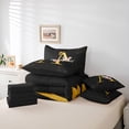 thumbnail image 5 of Homewish Initial A Letter Bedding Comforter Set 7-Piece, Butterfly Rose Floral King Bedding Sets, Black Gold Sequin Print Reversible Bed Sheets, Lightweight Room Decor, 5 of 7