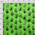 thumbnail image 2 of oneOone Cotton Jersey Light Green Fabric Handprint Skull Sewing Material Print Fabric By The Yard 58 Inch Wide, 2 of 4