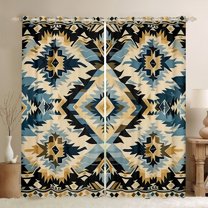 Manfei Western Tribal Curtains Pack of 2 (42x84 Each),Rustic Aztec Curtains Blackout,Beige Blue Black Bedroom Curtains For Girls Boys,Microfiber Bedroom Decor