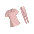 thumbnail image 1 of kurtrusly Female Scrub Set Nurse v neckline Machine Washable Short Sleeves Suit Pink S 1Set, 1 of 6
