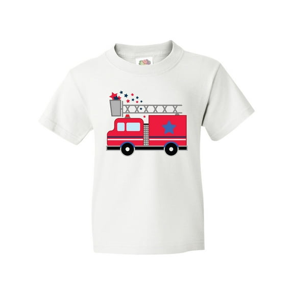 Inktastic 4th of July Firetruck with Red and Blue Stars Youth T-Shirt