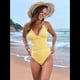 thumbnail image 5 of Traje de Baño de una Pieza para Mujer, Escote en V Profundo, Control de Abdomen, Tirantes Dobles Cruzados. Amarillo XXL, 5 of 10
