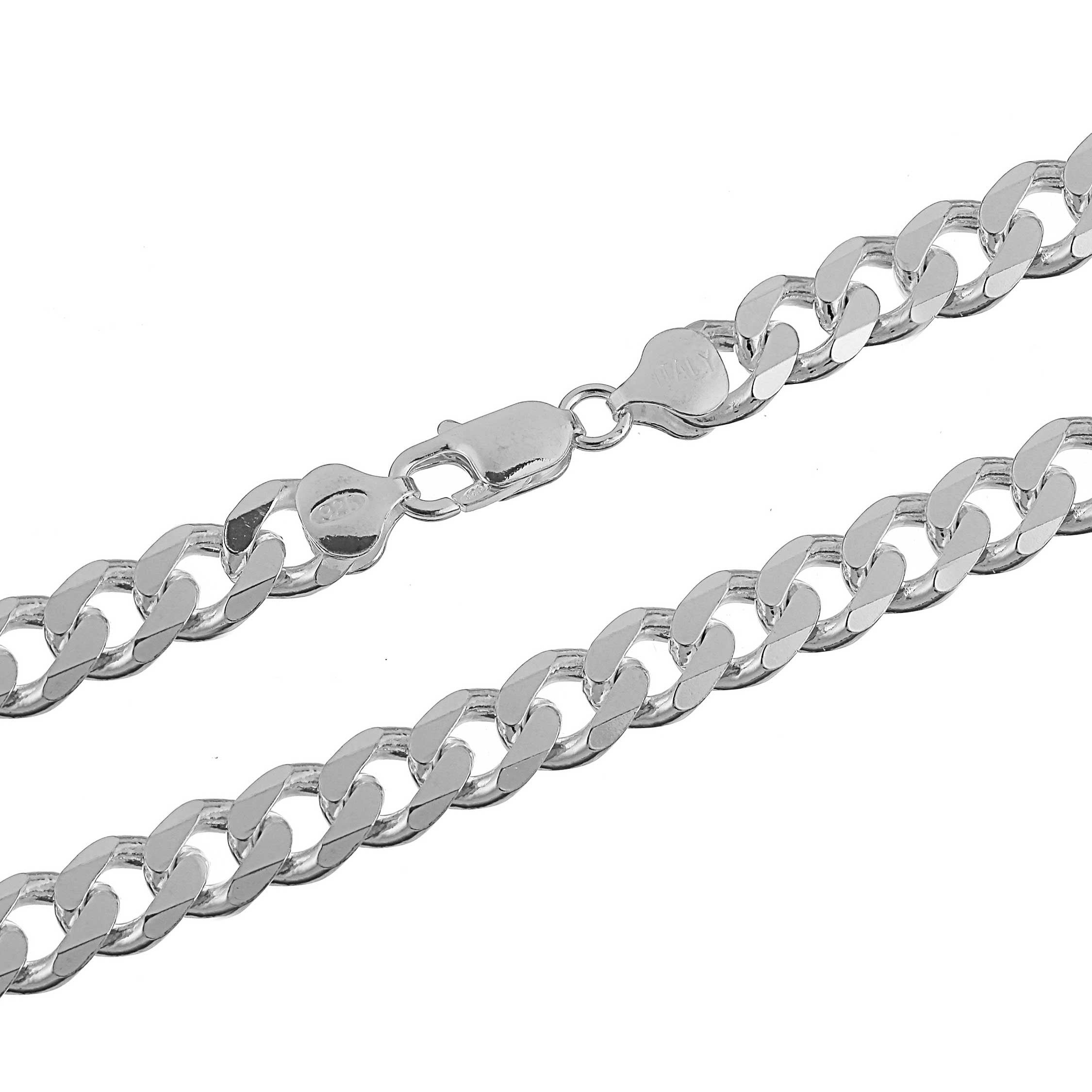 Sterling Silver Cuban Curb Link Chain Necklace 10mm Lobster Clasp 