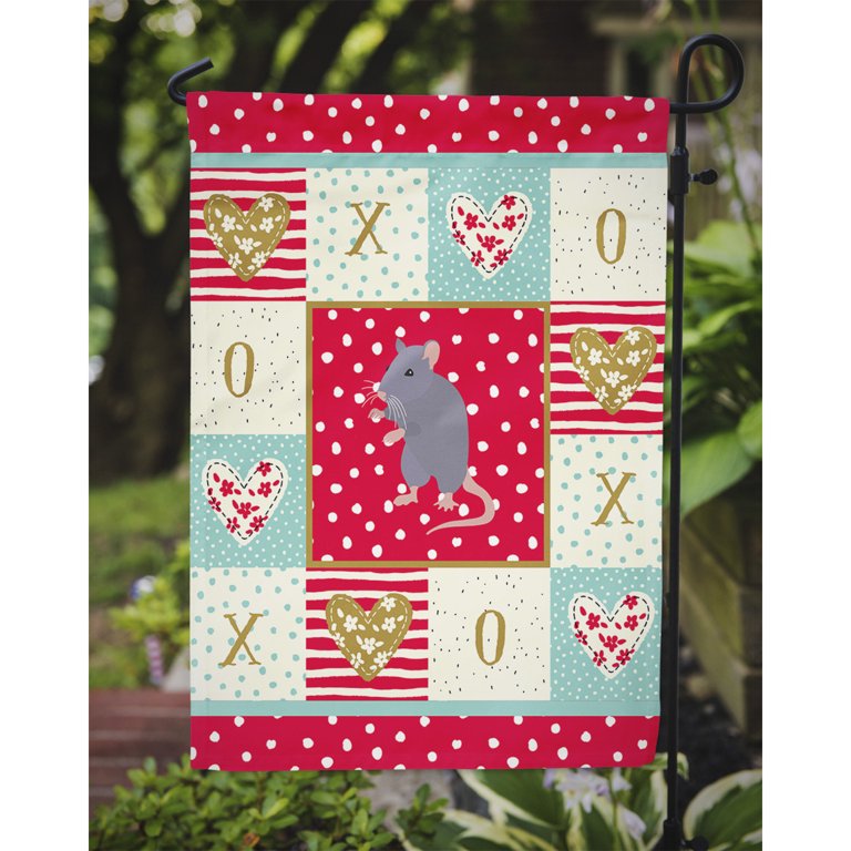 Carolines Treasures CK5457GF Blue Rat Love Flag Garden Size Small