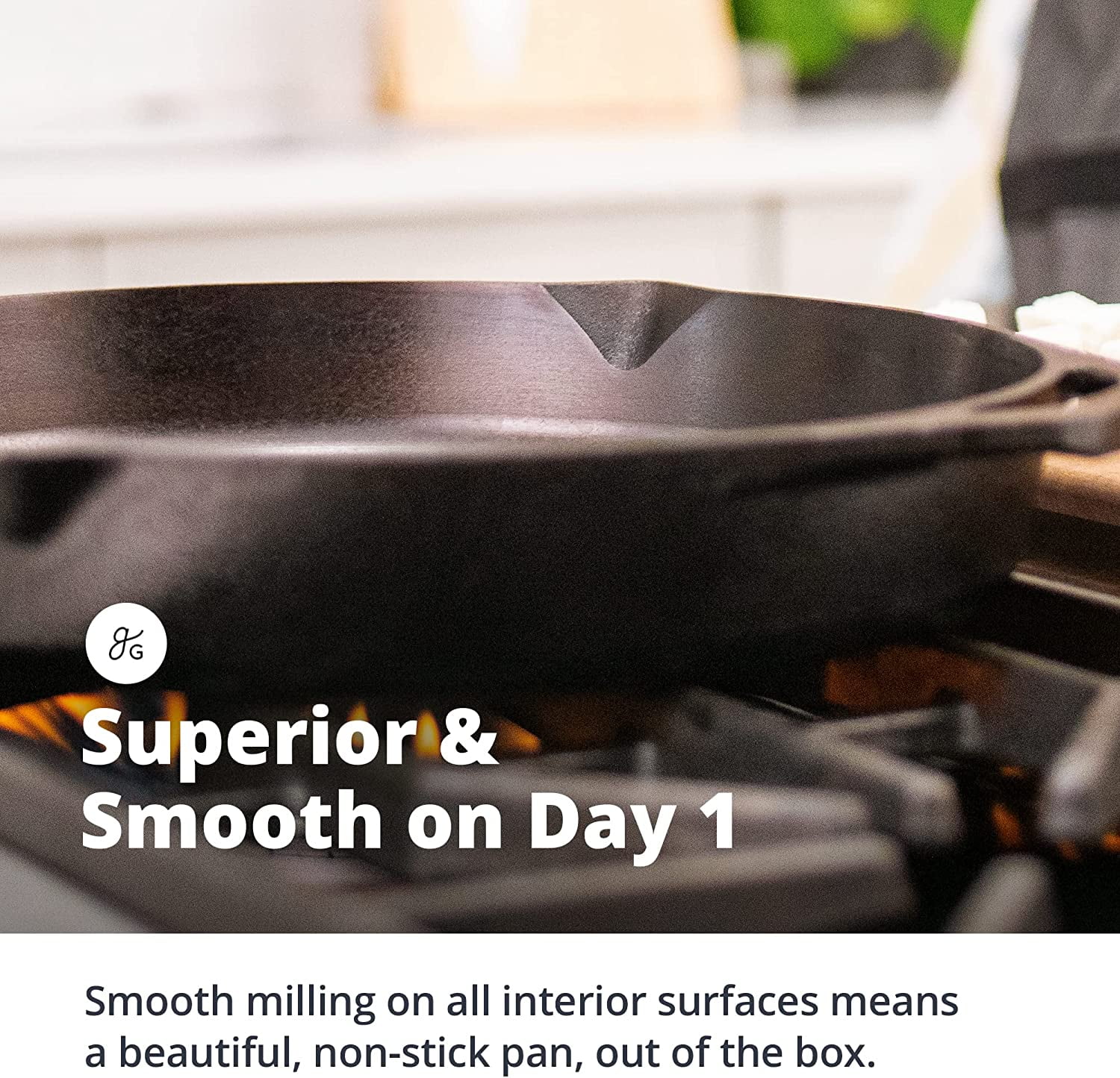 Greater Goods Cast Iron Skillet 10-Inch Pan, Cook Like a Pro with Smooth  Milled, Organically Pre-Seasoned Skillet Surface, Designed in St. Louis