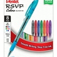 thumbnail image 2 of Pentel RSVP Colors Ballpoint Pen, (1.0mm) Medium Line, Assorted Ink Colors, Pack of 8 (BK91CRBP8M), 2 of 3