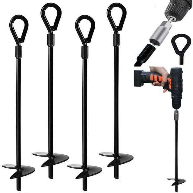 Effective Earth Anchor, Multi-Purpose Heavy Duty Ground Anchors For Outdoor Stability, Solid Steel Won'T Move Even In Strong Winds, Rust Resistant For Swings, Tents, And More (4Pack)