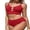 Red, variant on Women's High Waisted Ribbed Bikini Sets High Cut Bathing Suits Two Piece Sporty Cut Out Swimsuits