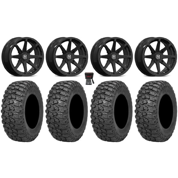 Valor V01 14" Wheels Black 28" Trail Saw 2.0 Tires Can-Am Maverick X3 / Honda Pioneer 1000 / Talon