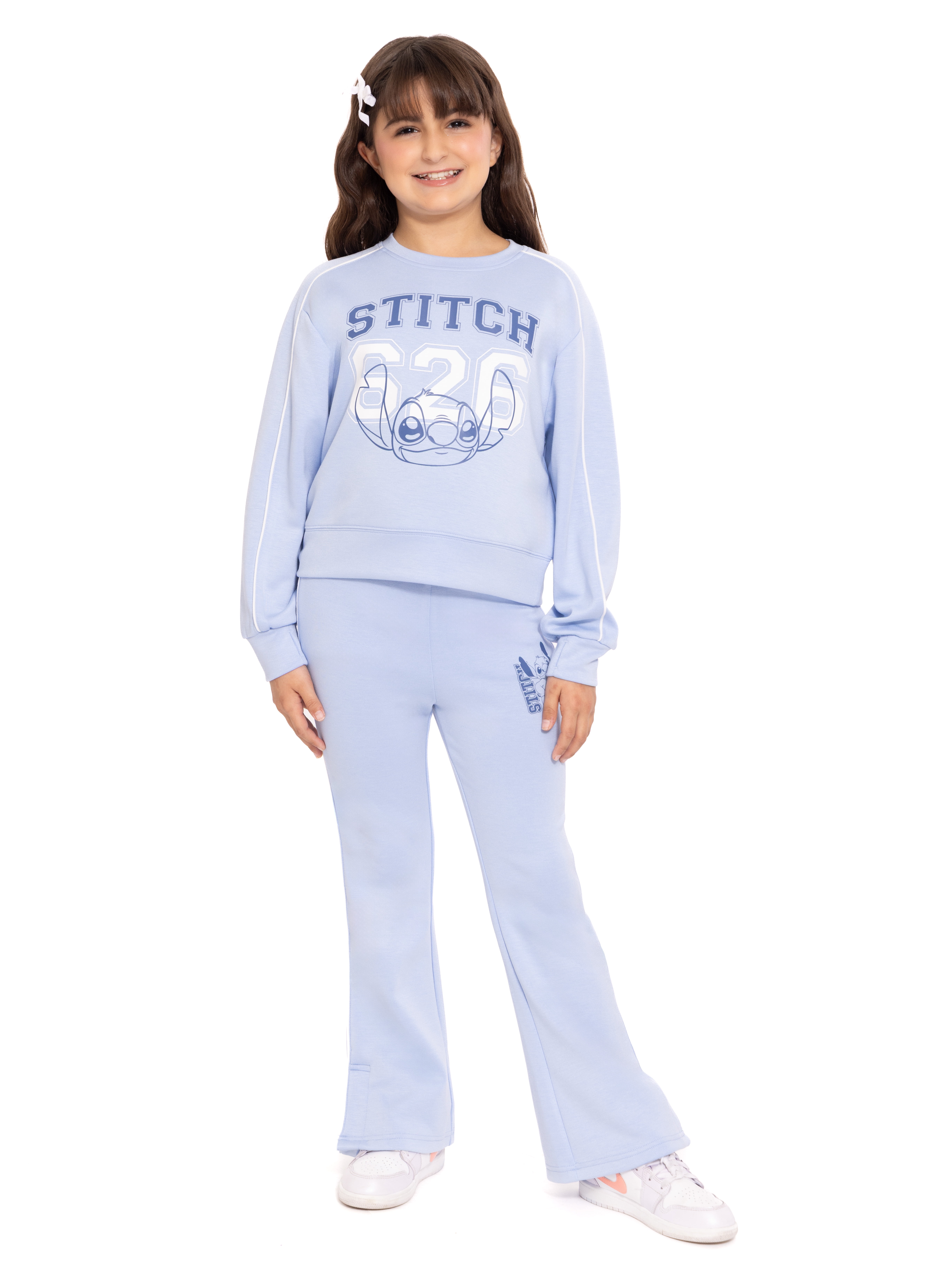 Stitch Toddler & Big Girls Active Graphic Sweatshirt with Long Sleeves, Sizes 12M-12