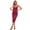 Burgundy, variant on Women's Ruched Spaghetti Strap Crisscross Detail Midi Dress 95% Polyester 5% Spandex V Neck Pencil Hem Chic Party Dress