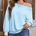 thumbnail image 3 of Women Off Shoulder Sweatshirt Long Sleeve Loose Fit Pullover Top Casual Fall Fashion Streetwear Oversized Sweater, 3 of 6