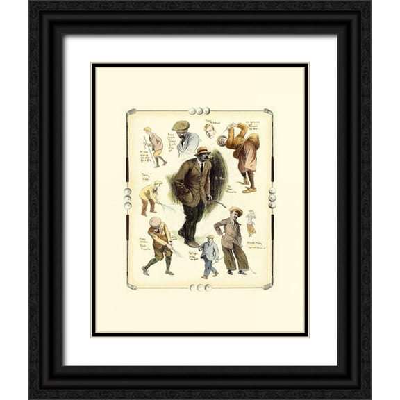 Reynolds, Frank 20x24 Black Ornate Wood Framed with Double Matting Museum Art Print Titled - The Open Championship At Muirfield