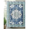thumbnail image 2 of Blue Boho Texture Shower Curtain, Abstract Retro Tribal Pattern Bathroom Decor Curtains Set with Hooks, Waterproof Fabric Home Accessories， Stall 54 X 78 Inch, 2 of 6