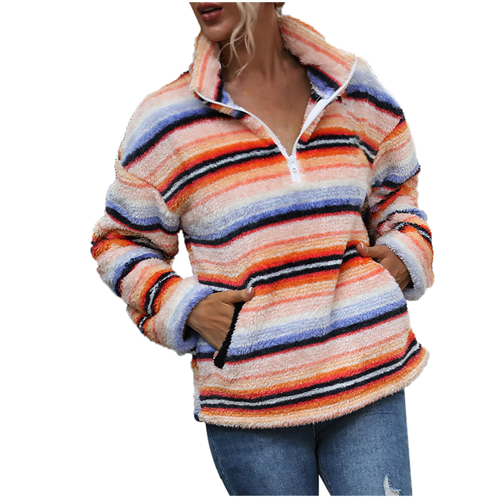 Veste Polaire Femme à Capuche - Zippée, Doublure Sherpa - Taille M à XXXL - Chaud Pour Automne/hiver - Sweat-shirt Ample