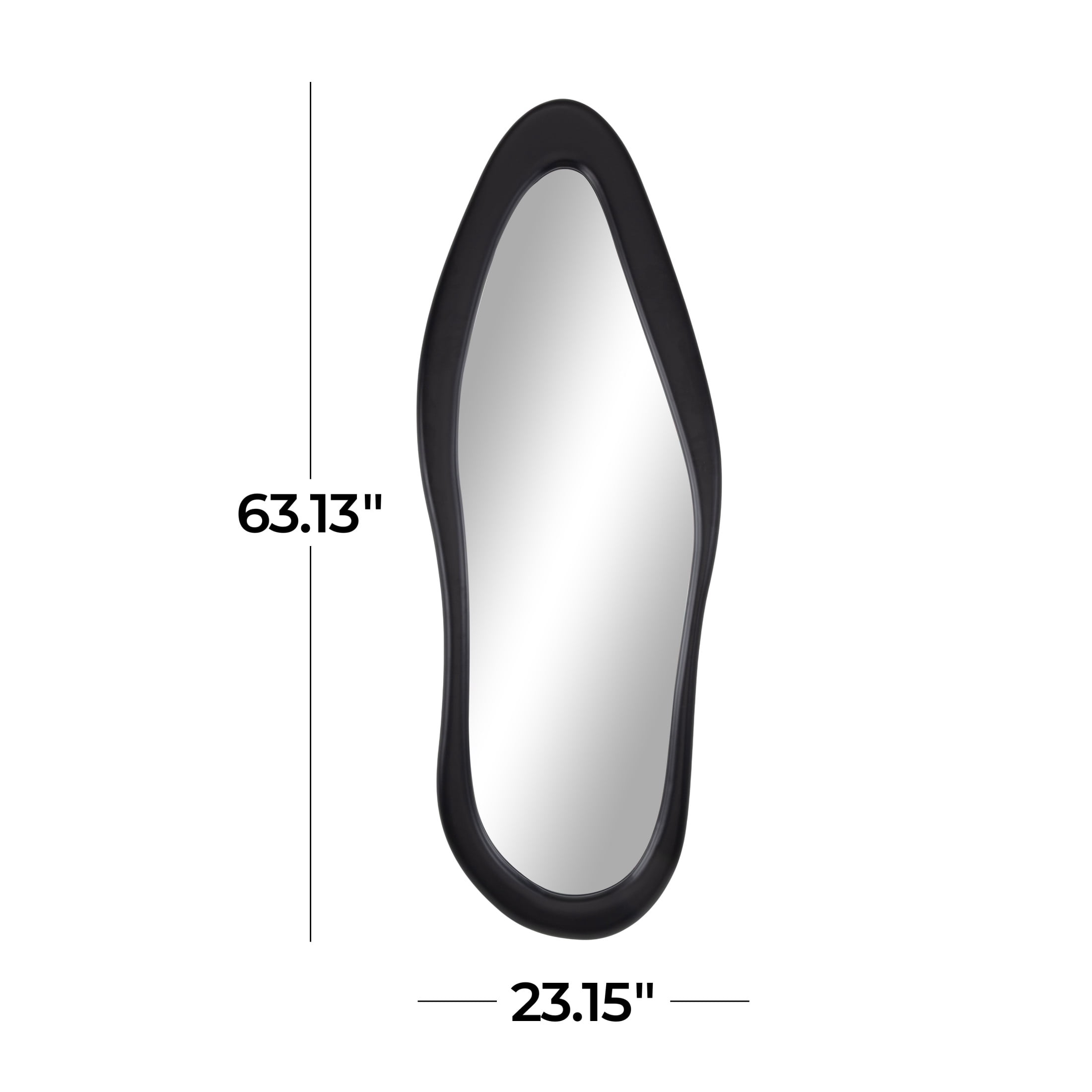 DecMode 23" x 63" Black Wavy Abstract Wall Mirror