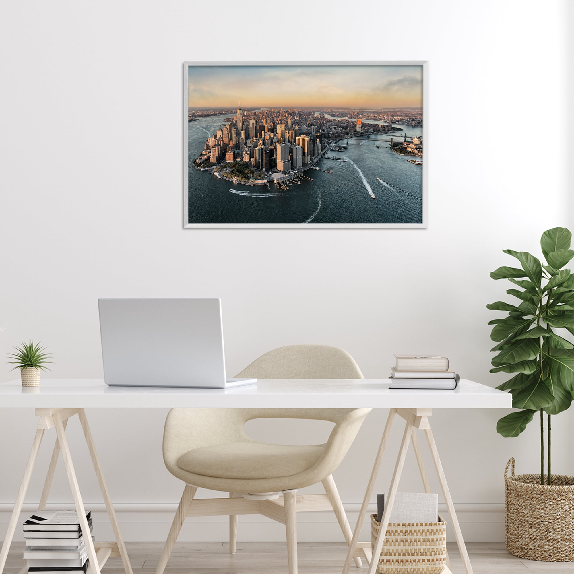 Stupell Industries Manhattan From Above White Framed Giclee Art, design by Scott Stulberg