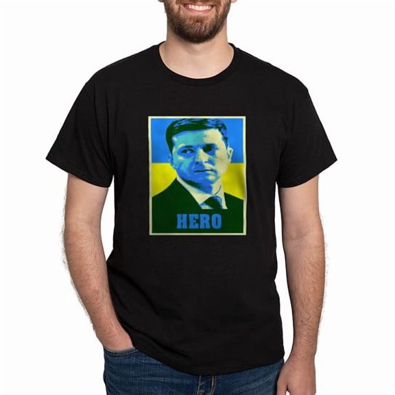 CafePress - Ukrainian President Zelenskyy Ukraine Flag T Shirt - Men's Classic Cotton T-Shirts