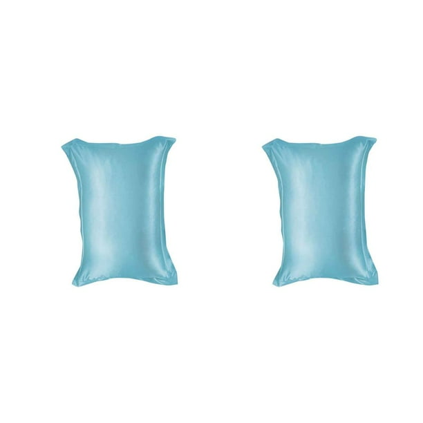 Injueey Funda de almohada de seda de emulación de color sólido Ropa de cama Funda de almohada individual pura Protector interior agua Azul 2piezas Injueey CBP029712
