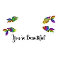 thumbnail image 2 of Fish Wall Decal You're Beautiful Colorful Underwater World Fish Wall Decals Adorable Quote Bedroom Decoration - Size: 40 In X 20 In, 2 of 5
