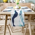 thumbnail image 2 of Chemin de Table en Coton et Lin Long Chemin de Mariage 13x72 Pouces Bleu Ondulation d'Eau Motif Turquoise Foulard de Commode Chemin de Table Décorations Rustiques Lignes de Table, 2 of 8