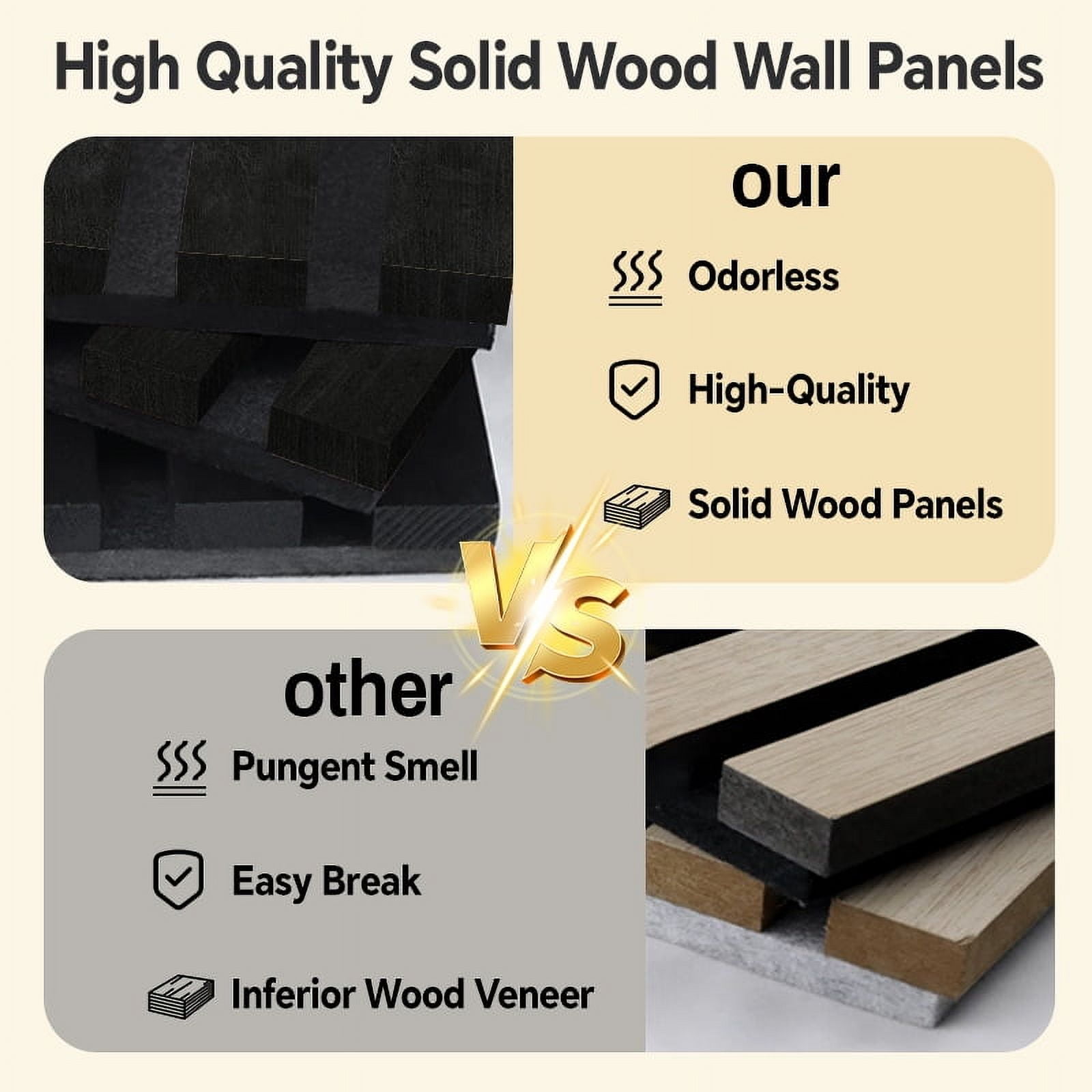 4pcs Wood Slat Acoustic Panels, 47.24" x 11.02"  inch, MDF Accent Wooden Wall Panels for Modern Interior Wall Decor, Faux Wood Wall Board Panels for Noise Reduction, Black