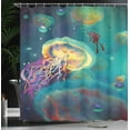 thumbnail image 4 of Ambesonne Sealife Shower Curtain, Submarine Jellyfish, 69"Wx84"L, Teal Purple, 4 of 5
