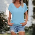 thumbnail image 5 of Horkkom Womens Summer Tops V Neck Solid Color Short Sleeve Shirts Summer Casual Loose T Shirts L, 5 of 8