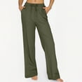 thumbnail image 3 of Women's Drawstring High Waist Pants Straight Leg Casual Trousers with Pocket for Loungewear and Travel Summer Palazzo Pants Flowy Beach Lounge Pants with Pockets, 3 of 6