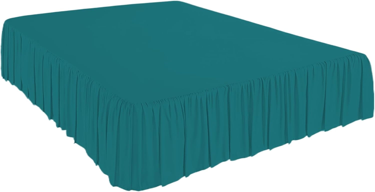 Ruffled Bed Skirt, Lightweight Dust Ruffle Bed Skirts with Platform, Multiple Sizes Soft Bed Skirt for Bedroom,Hotel (Malachite Green, Full（54x75 in） 14")