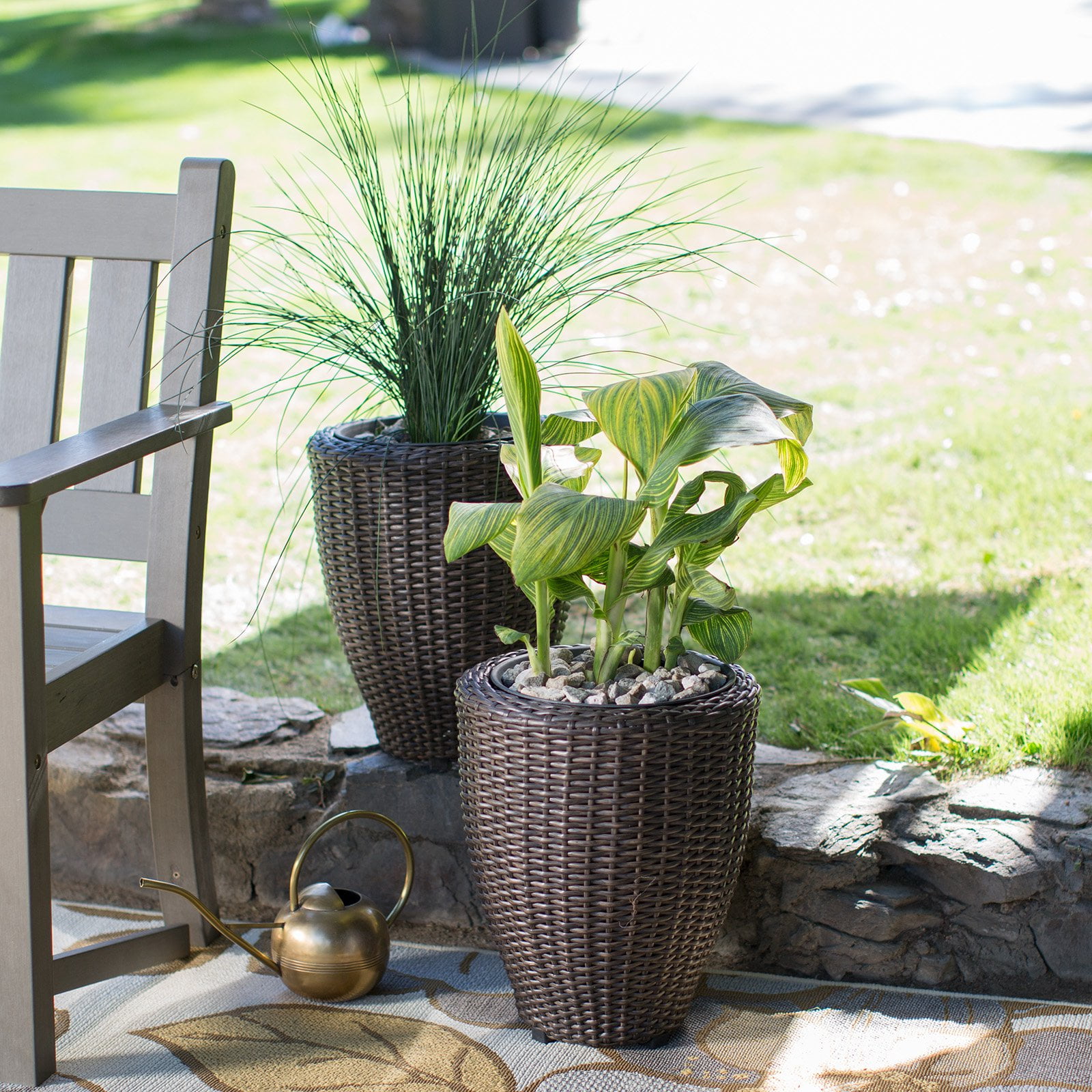Coral Coast Brisbane Wicker Round Planter Set of 2 by