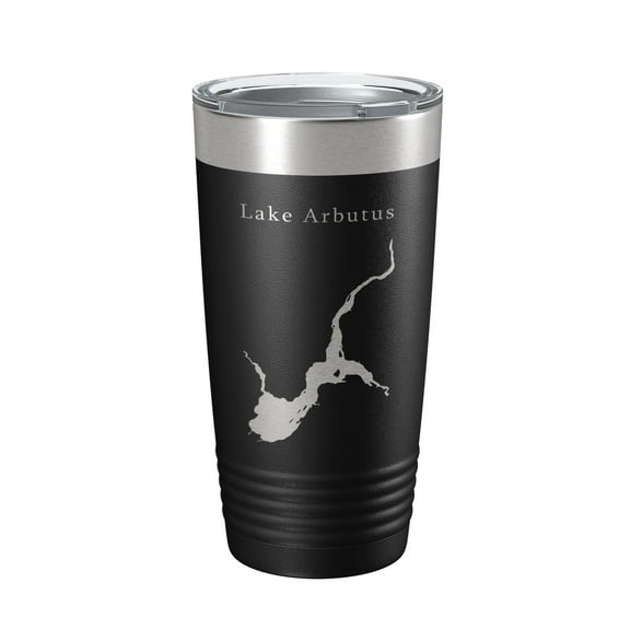 Lake Arbutus Map Tumbler Travel Mug Insulated Laser Engraved Coffee Cup Wisconsin 20 oz Black