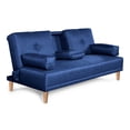 thumbnail image 3 of Sofá Cama De Lino Azul Makora Modelo Coffey Con Portavasos, 3 of 9