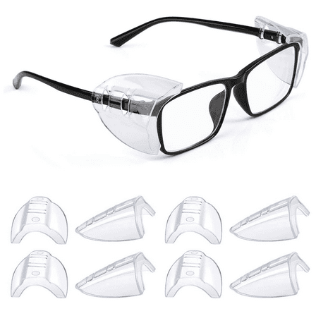 Safety Glasses Side Shields for Prescription Glasses, Slip on Clear Eye Glasses, Fits Small to Large Eyeglasses (6 Pack)